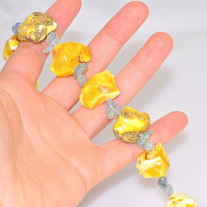 Baltic Butterscotch Amber and Aquamarine Chip Bracelet