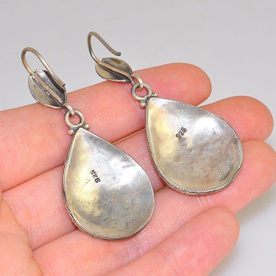 Sterling Silver Exotic Tribal Hammered Raindrop Plate Hook Earrings