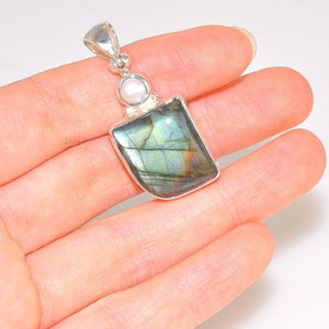 Sterling Silver Labradorite and Fresh Water Pearl Pendant