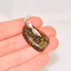 Sterling Silver Baltic Green Amber Pendant
