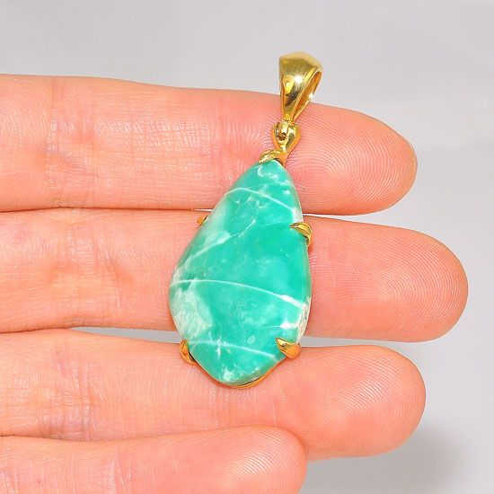 18K Gold Plated Over Brass 19.3-Carats Variscite Pendant