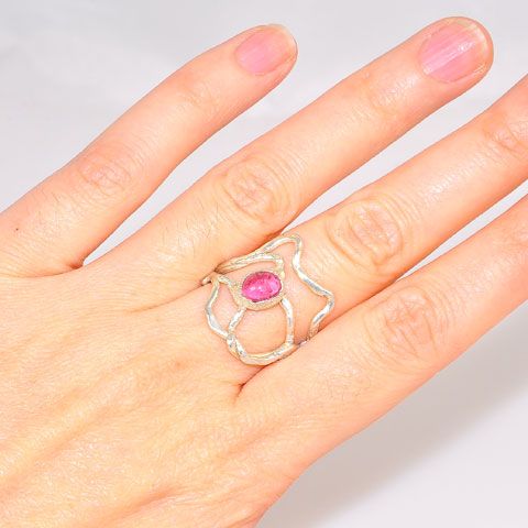 .999 Fine Silver Pink Tourmaline Ring