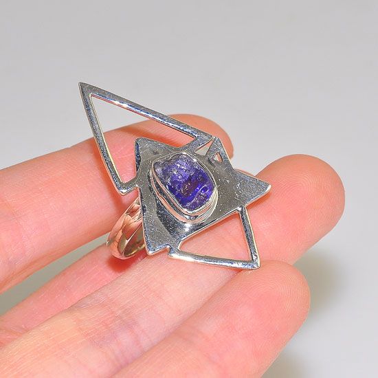 Sterling Silver Tanzanite Unique Pyramid Chaos Ring