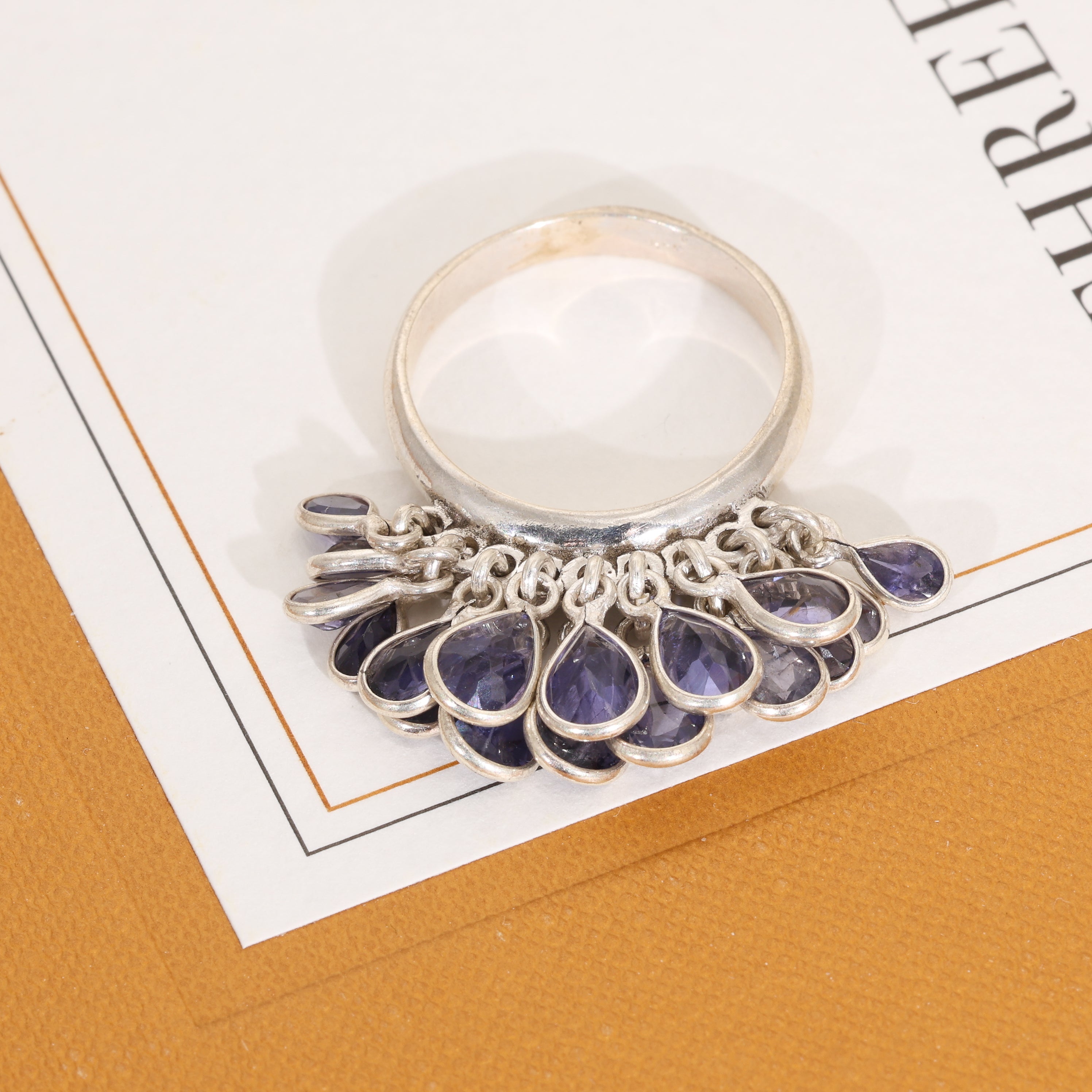 Sterling Silver 18 pc Iolite Cluster Gypsy Boho Ring SIZE 9