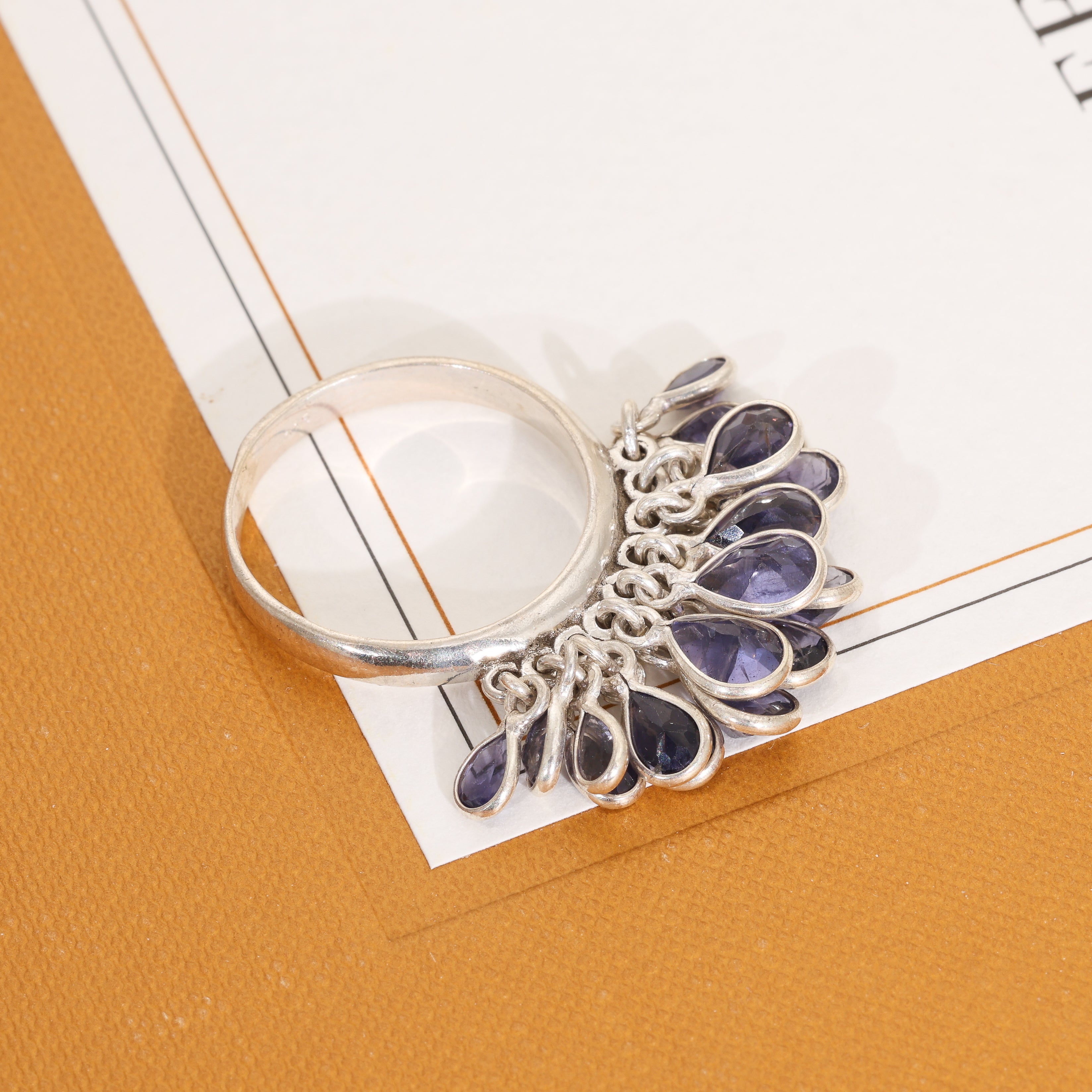 Sterling Silver 18 pc Iolite Cluster Gypsy Boho Ring SIZE 9