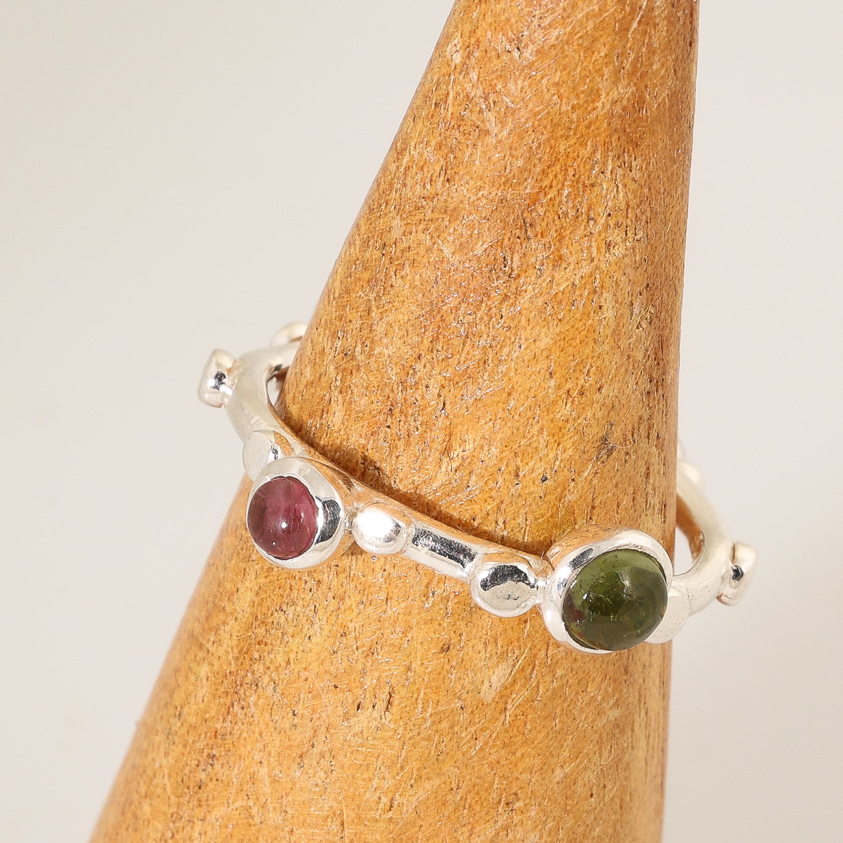 Sterling Silver Multi-Color Tourmaline Band Ring SIZE 8