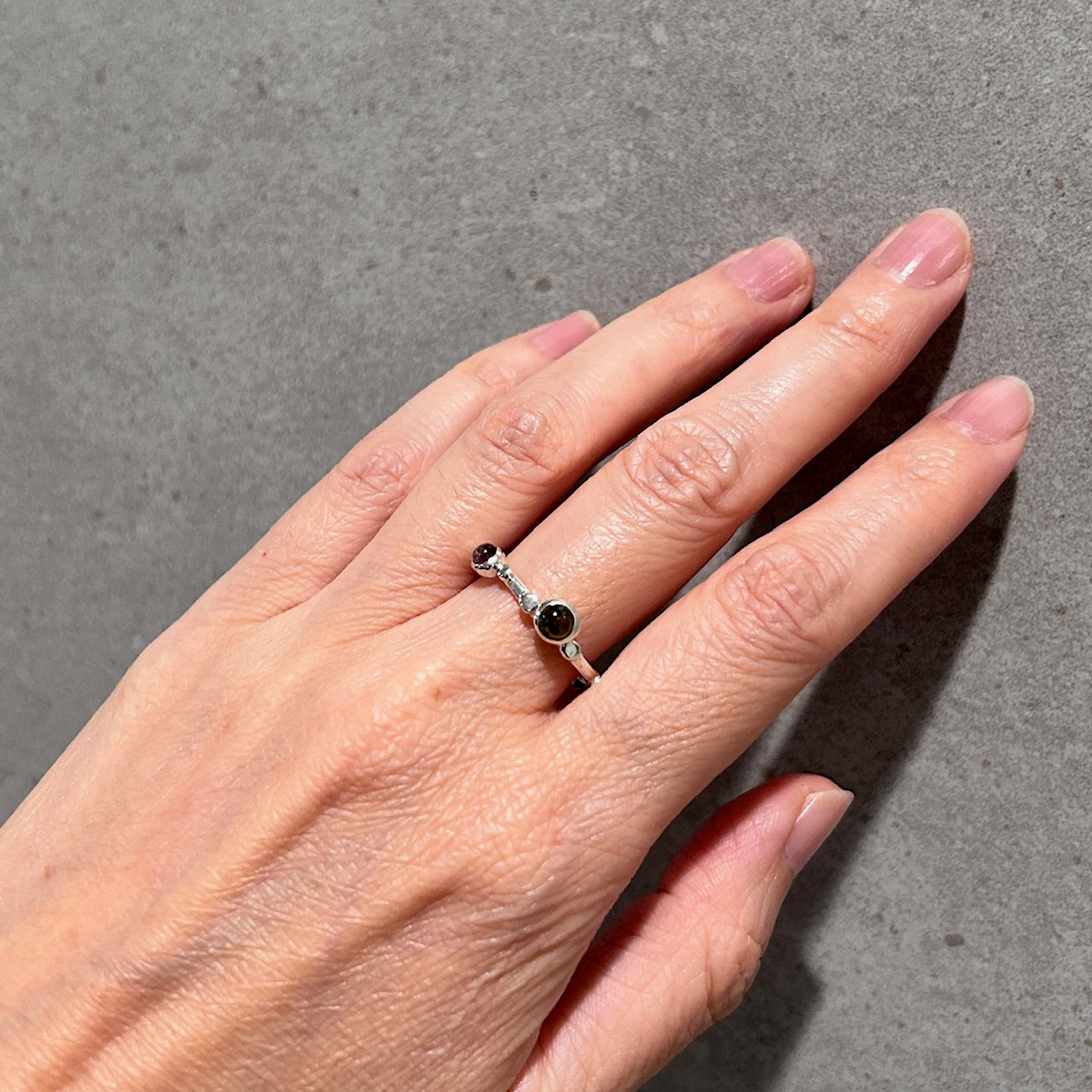 Sterling Silver Multi-Color Tourmaline Band Ring SIZE 8