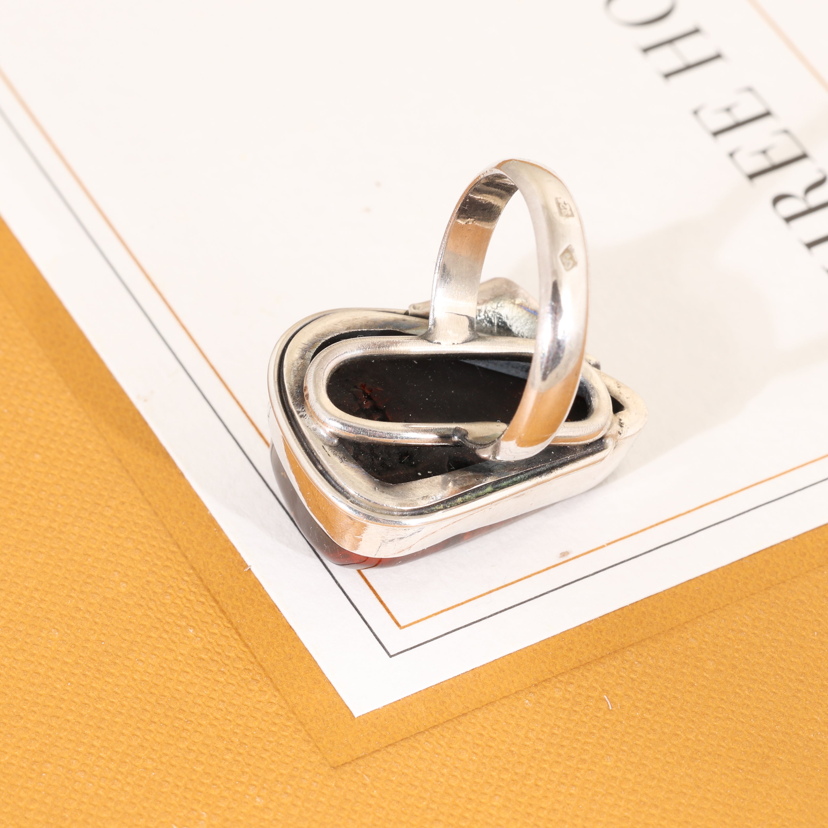 Sterling Silver Solid Baltic Honey Amber Ring SIZE 8.5