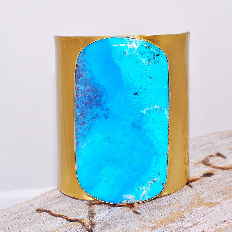 Charles Albert Matte-Finished Alchemia Huge Square Sleeping Beauty Turquoise Cuff Bracelet