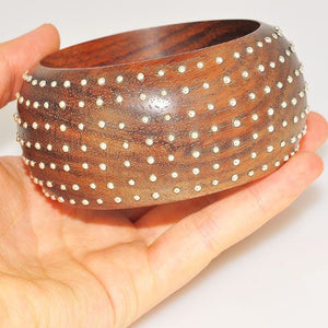 Wood and Sterling Silver Studded Bracelet