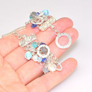Sterling Silver Larimar, Kyanite and Aquamarine Bracelet