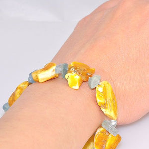 Baltic Butterscotch Amber and Aquamarine Chip Toggle Clasp Bracelet