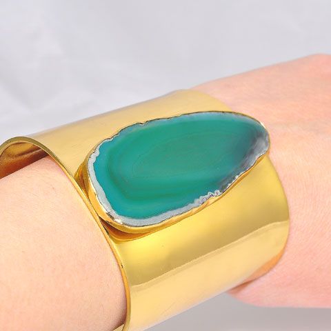 Charles Albert Alchemia Green Beach Glass Cuff Bracelet