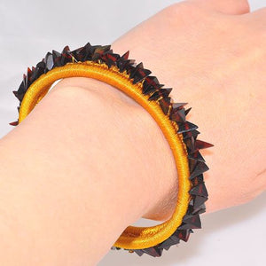 Baltic Cherry Amber Chip Fabric Wrapped Cuff Bracelet