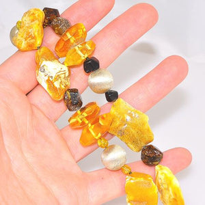 Baltic Raw Amber, Baltic Butterscotch Amber and Sterling Silver Ball Bracelet