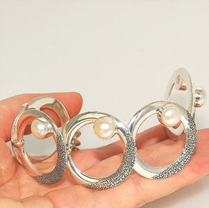 Sterling Silver, Mabe Pearl Circles Bracelet