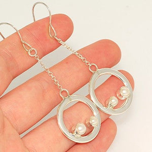 Sterling Silver, Mabe Pearl Dangle Earrings