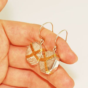 18 K Gold Vermeil and Sterling Silver Meteorite Earrings