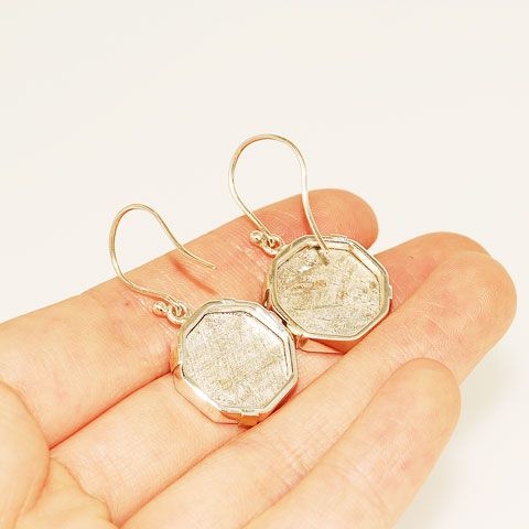 18 K Gold Vermeil and Sterling Silver Meteorite Earrings