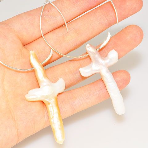 Sterling Silver Shell Cross Earrings