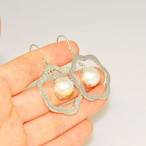 Sterling Silver White Mabe Pearl Flora Earrings