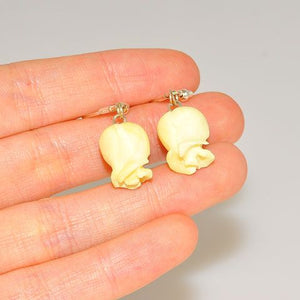 Sterling Silver Carved Bone Rose Earrings