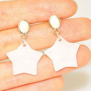 Sterling Silver Quartz Star Dangle Earrings
