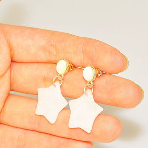 Sterling Silver Quartz Star Dangle Earrings