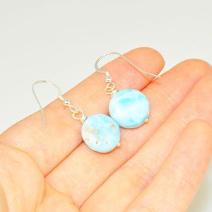 Sterling Silver Larimar Button Earrings