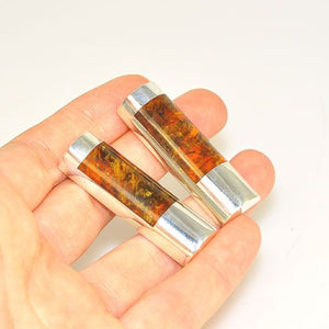 Sterling Silver Baltic Amber Window Clip-On Earrings