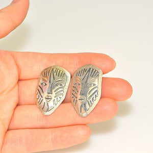 Sterling Silver Smiling Face Post Earrings