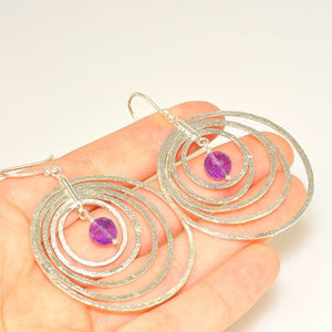 Sterling Silver Faceted Amethyst Sphere Earrings