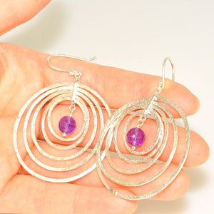 Sterling Silver Faceted Amethyst Sphere Earrings