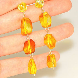 Sterling Silver Faceted Baltic Honey Amber Earrings