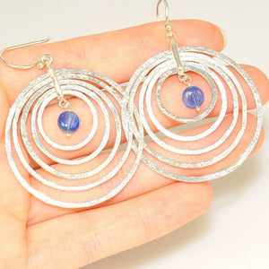 Sterling Silver Kyanite Circles Earrings