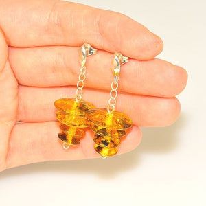 Sterling Silver Baltic Honey Amber with Inclusions Stacked Disc Earrings