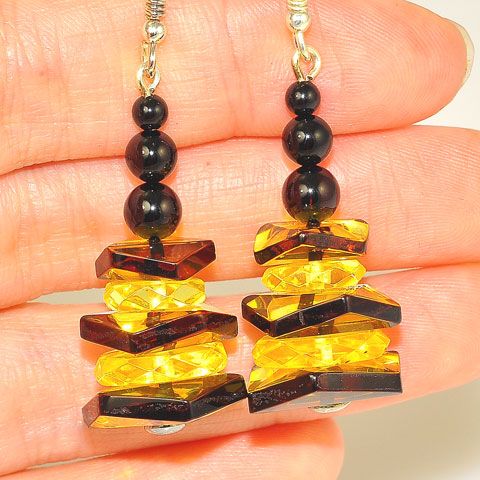 Sterling Silver Baltic Multi Amber Stack Earrings