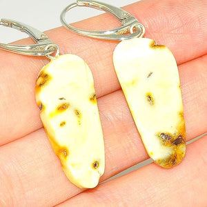 Sterling Silver Baltic Butterscotch Amber Slice Earrings