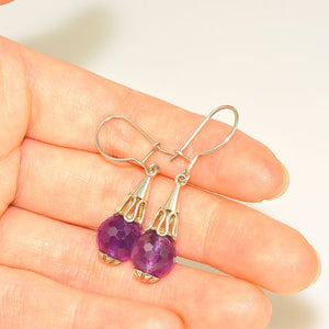 Sterling Silver Faceted Amethyst Sphere Earrings