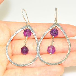 Sterling Silver Faceted Amethyst Sphere Earrings