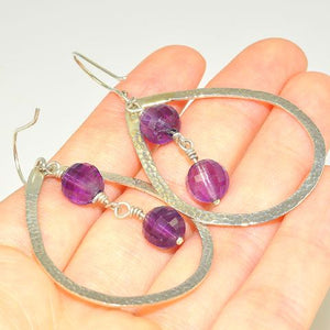 Sterling Silver Faceted Amethyst Sphere Earrings