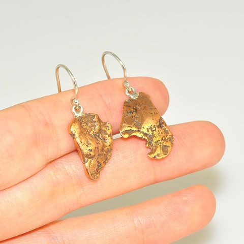 Sterling Silver Copper Nugget Earrings