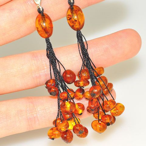 Sterling Silver Baltic Honey Amber Dangle Earrings