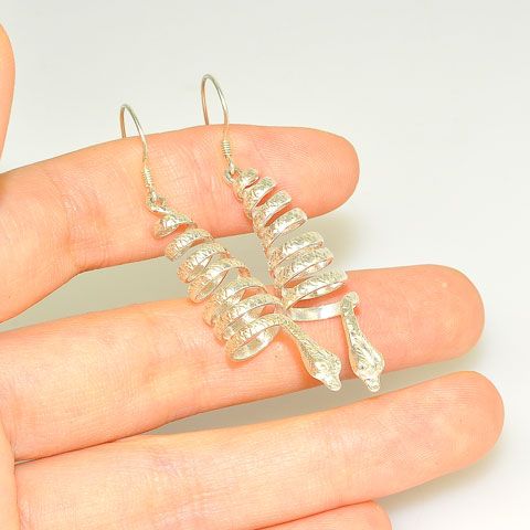 Sterling Silver Tibetan Snake Earrings