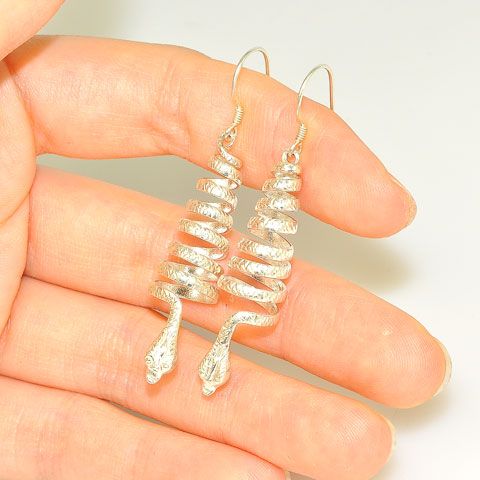 Sterling Silver Tibetan Snake Earrings