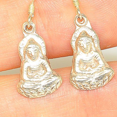 Sterling Silver Tibetan Sitting Buddha Earrings