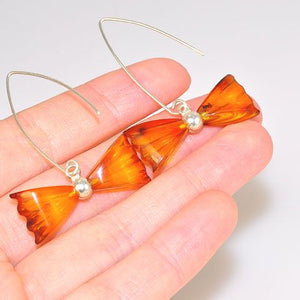 Sterling Silver Baltic Honey Amber Bow Design Earrings