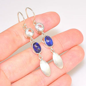Sterling Silver Kyanite and White Topaz Dangle Earrings