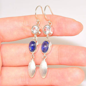 Sterling Silver Kyanite and White Topaz Dangle Earrings