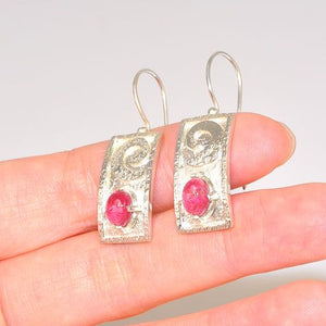 Sterling Silver Pink Tourmaline Earrings